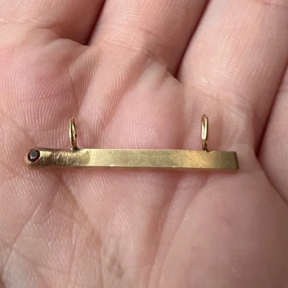 14k YG matchstick pendant with garnet - Picture 1 of 7